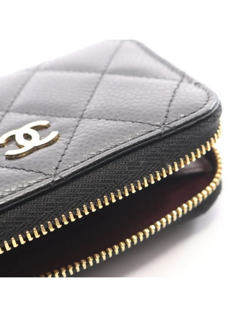Chanel Coin Purse Classic Zip Quilted Black Caviar Leather